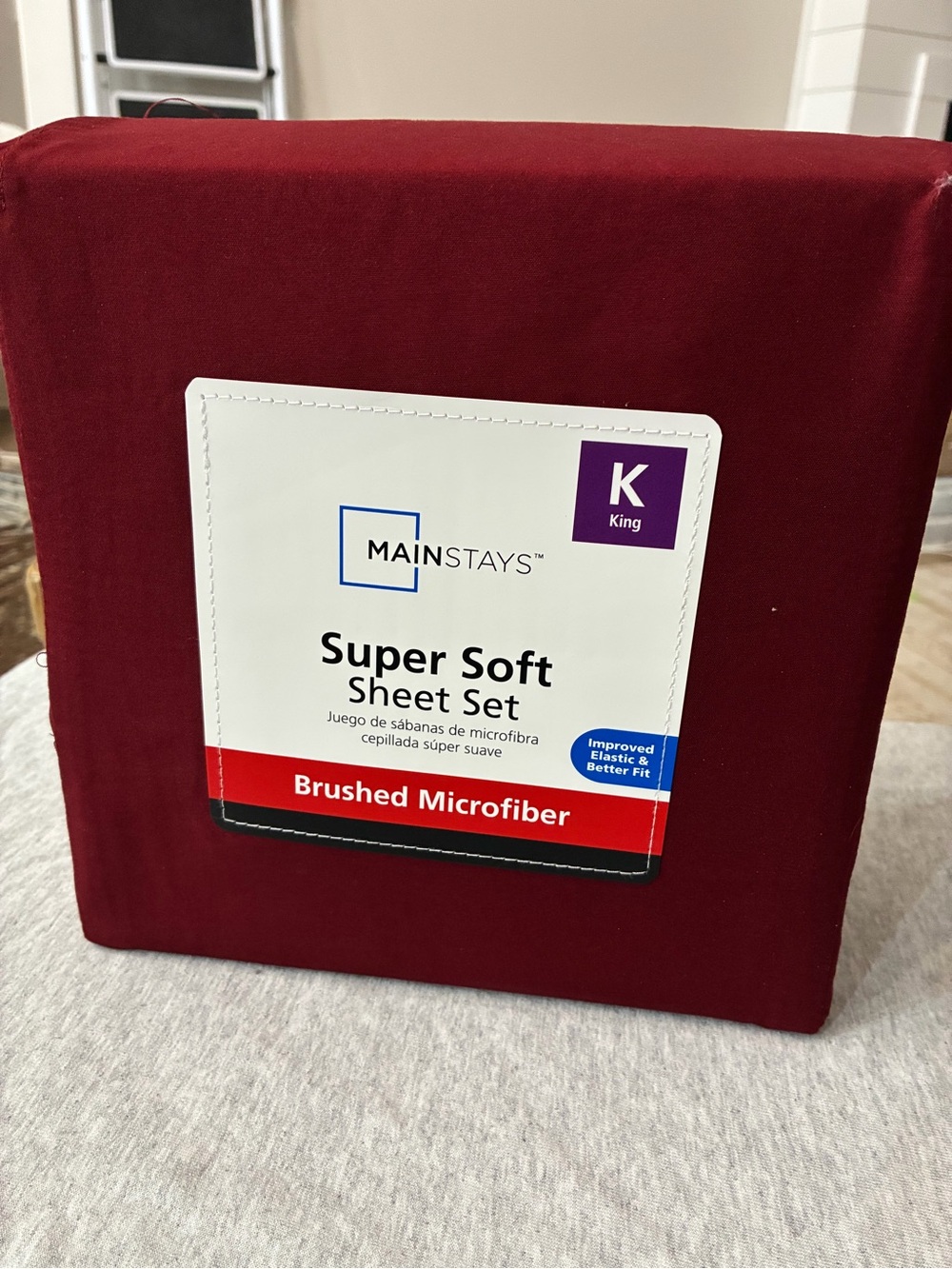 Mainstays Super Soft Brushed Microfiber King Sheet Set - Deep burgundy